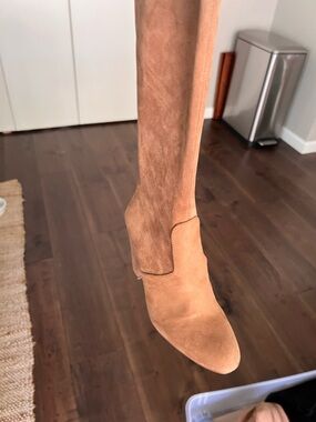 Over-the-Knee Suede Boots in Camel Tan